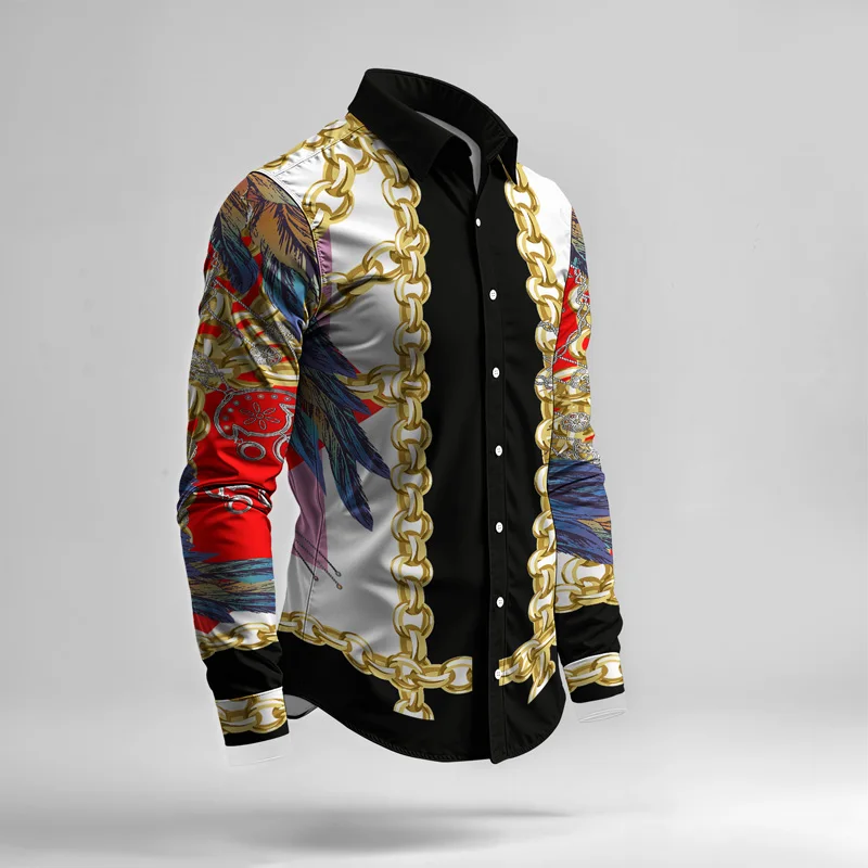 2025 Spring Summer Men Shirt Set Brand Print Fashion Printing Two Piece Set Mens Light Luxury Lightweight Party Long Sleeves_voghion.com