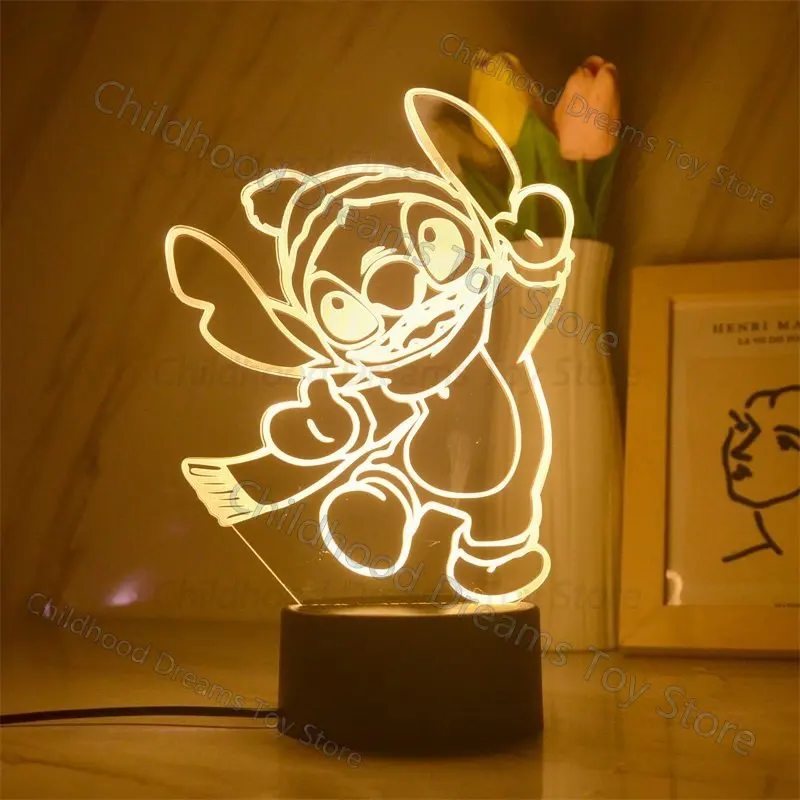 

Disney Stitch Anime Cartoon 3d Light Warm White Bedside Bedroom USB Night Light Home Decoracao Kis Gift Toy Touch Table Lamp