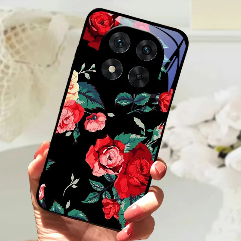 Cute Animal Tempered Glass Phone Case with Shockproof Bumper