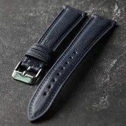 Handmade Retro Sheepskin Leather Bracelet with Quick Release Strap - 22mm (B  Silver Buckle)