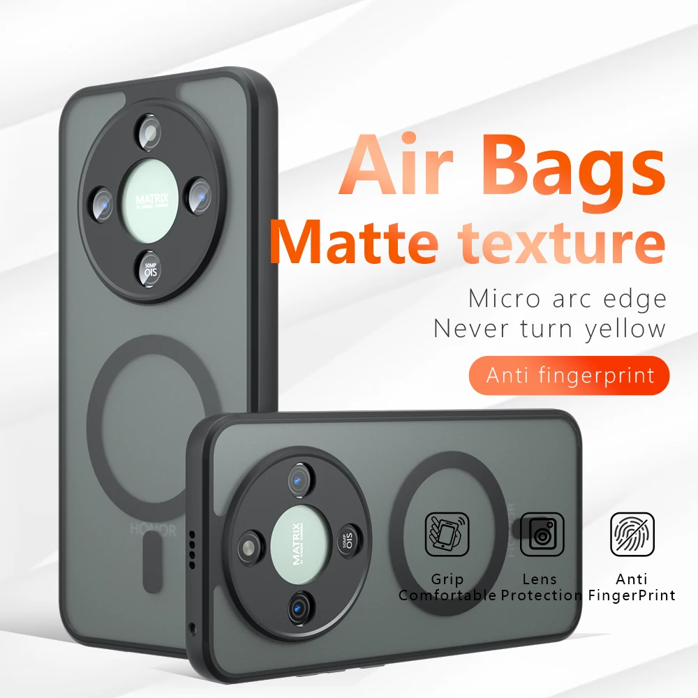Shockproof Magnetic Wireless Charging TPU Phone Case with Matte Plastic Back Cover