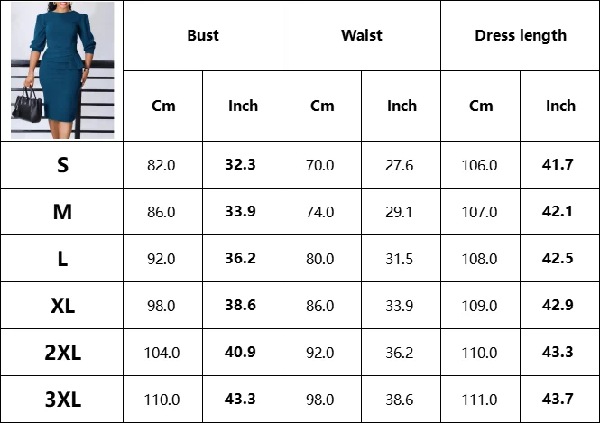 Elegante, figurbetonte Kleider für Damen, O-Ausschnitt, volle Ärmel, solide Hülle, Paket, Hüften, mittlere Wade, formelles Business-Arbeits- und Bürokleid 2025 – Detail 2