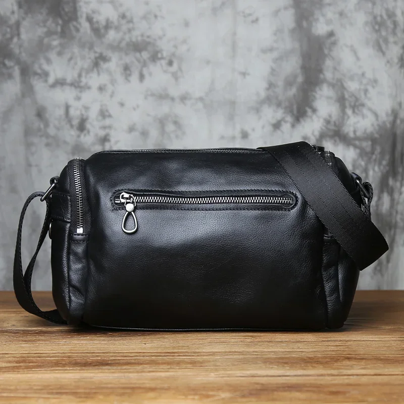 NZPJ Genuine Leather Men's Shoulder Bag Trendy Crossbody Bag top Layer Cowhide Men's bag Leisure Postman Bag For 10 Inch IPad