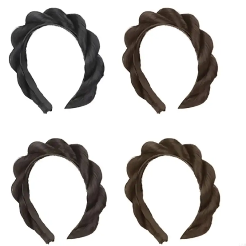 G2TB Girls Braided Hairband Hair Extensions Headband for Cosplay Street Photography Braided Bun Princess Coser