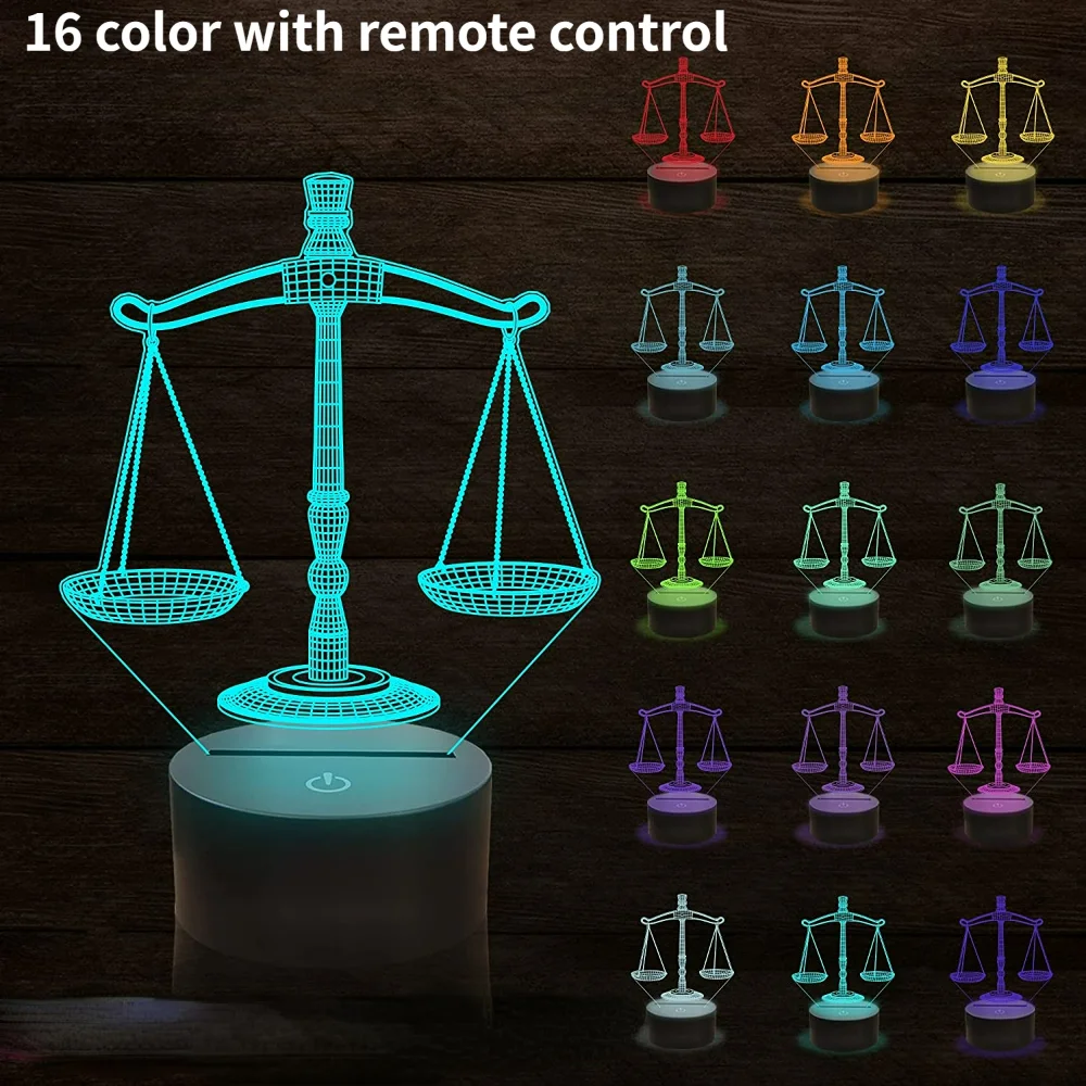 법적인 밸런스 LED 야간 조명, 7 가지 색상 변경, USB 테이블 램프, 침실 장식, 어린이용 선물