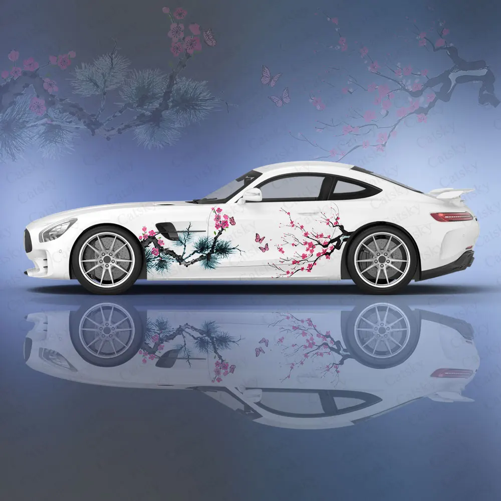 

Cherry Blossoms and Pine Trees Car Body Stickers Itasha Vinyl Car Side Decal Sticker Car Body Sticker Car Decor Stickers