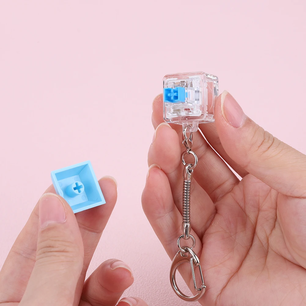 Mechanical Keyboard Keychain 1 Key Button Stress Relief Gifts DIY Keyboard Fidget Toy for Adult To Relief Stress Pass The Time