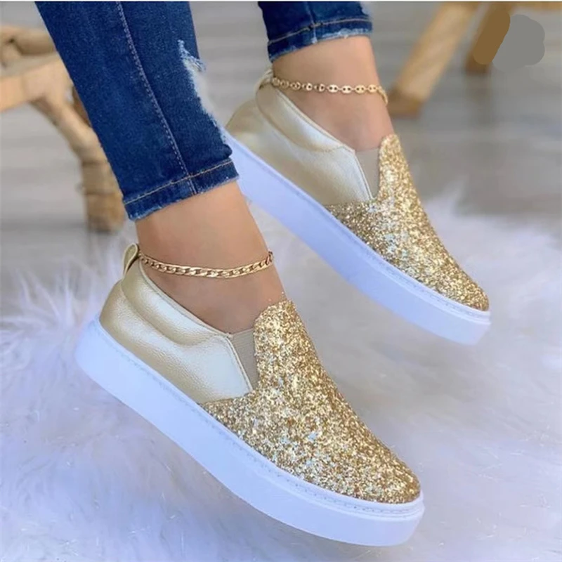 Zapatos planos sin cordones de cristal para mujer, mocasines con cremallera de cuero en relieve, con plataforma brillante, a la otoño, 2022| | - AliExpress