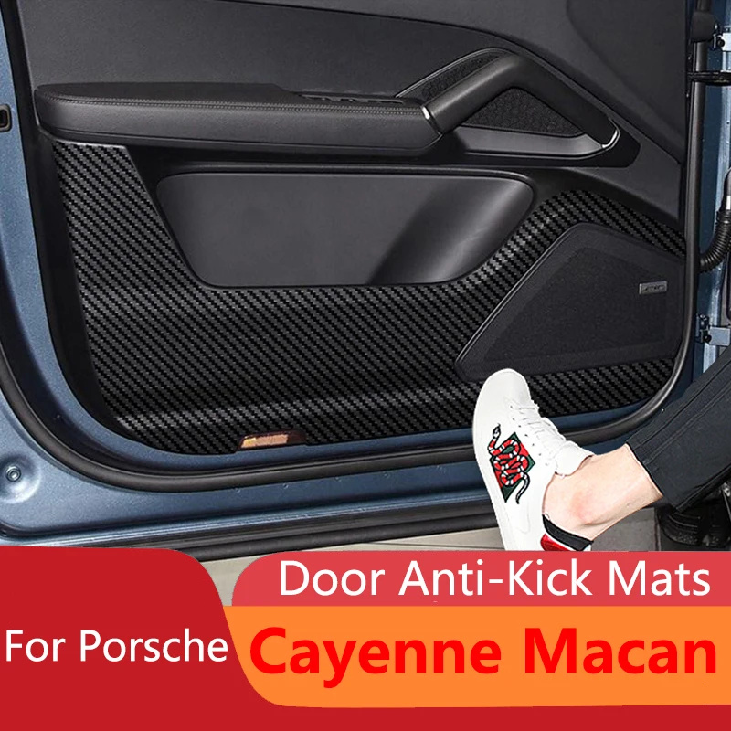 4pcs Car Door Anti-Kick Mat Pad Door Panel Stickers Decoration For Porsche Cayenne Macan Auto Interior Accessories
