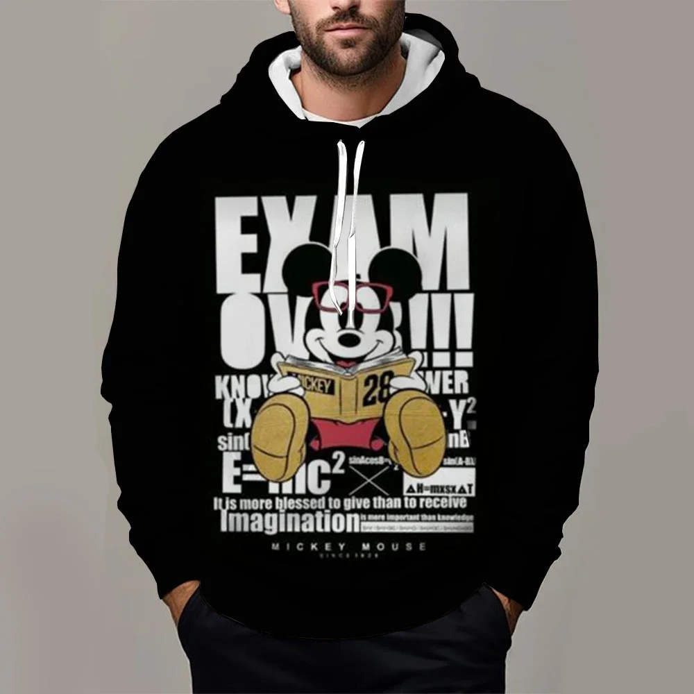 Disney Men's Hoodie MINISO Boys Girls Pullover 3D Printed Mickey Mouse Hoodie Casual Men's Hoodie Oversized Men's Clothing 2