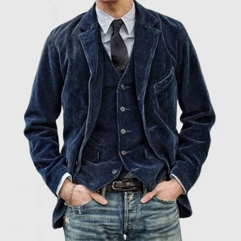 Business Men's Casual Outerwear Spring Autumn Fashion Button Slim Fit Corduroy Suit Coat S-XXXL
