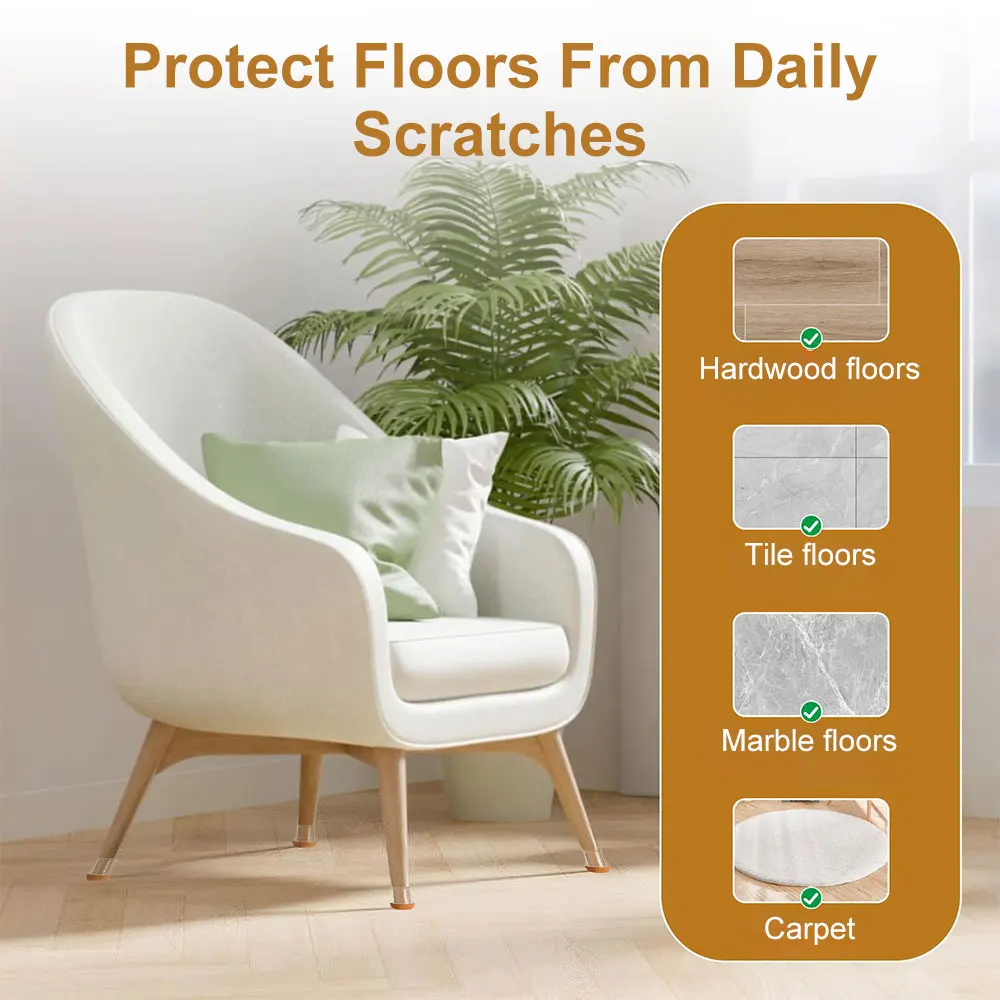 Silicone Chair Leg Protectors with Felt Pads - Anti-Scratch & Noise Reducing Furniture Feet Covers for Hardwood Floors, Set of 16