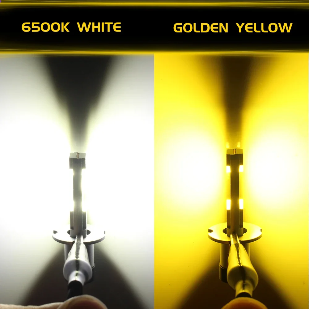 BMTxms 2PCS 3000K 골든 옐로우 H3 LED 안개등 전구 캔버스 자동차 LED DRL 6000LM 30W 오펠 아스트라 G H 코르사 D 벡트라 B C 자피라용