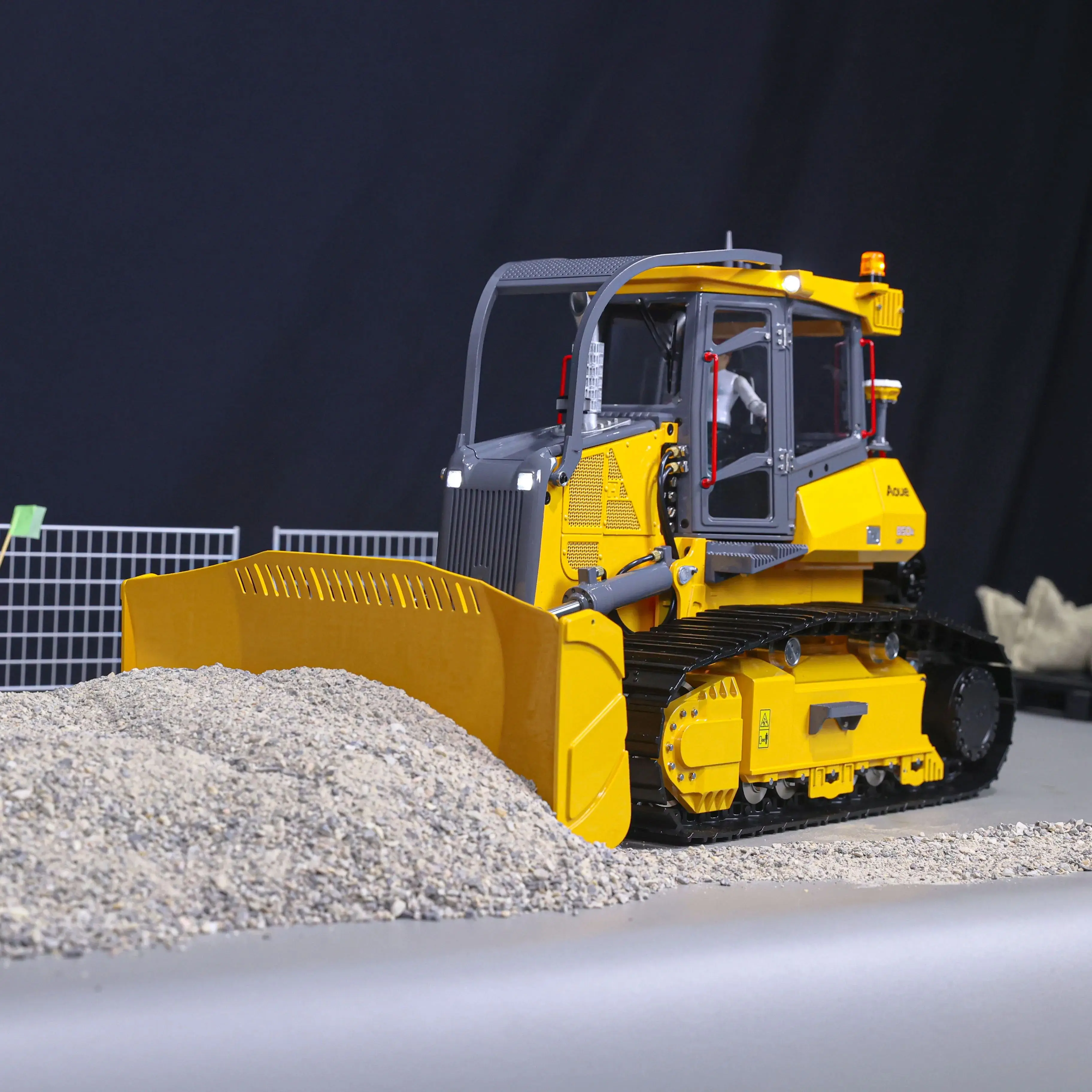 

LESU RC 1/14 Metal Hydraulic Bulldozer Aoue 850K Black Track Painted Assembled Remote Control Dozer Truck Light Toy TH22777
