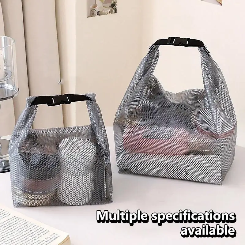 Waterproof Cosmetic Storage Bag Large Capacity Fitness Clothing Swimming Handbag Portable Shopping Travel Buckle Type Mesh Bags