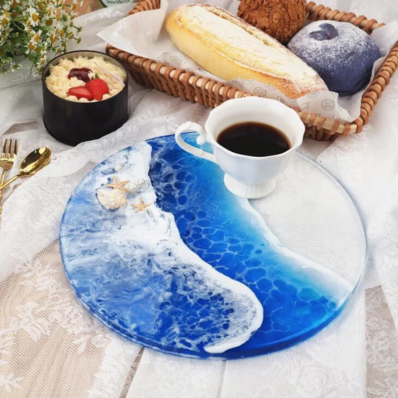8 Types Large Round Rectangle Handle Tray Resin Molds Coaster Silicone Mold For DIY Crystal Epoxy Resin Coaster Home Decoration 5