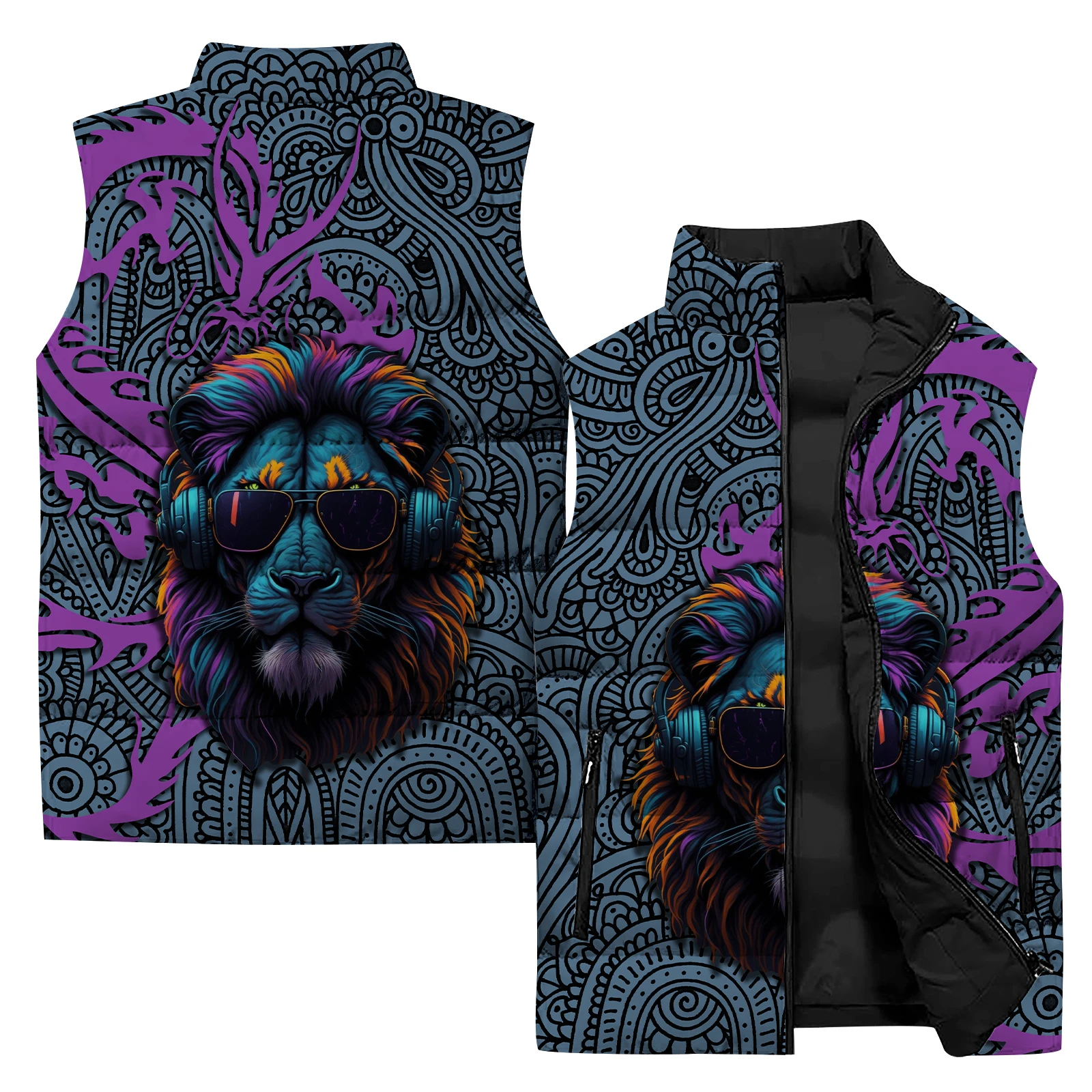 thumbnail image 2 of Chaleco cortavientos con costuras geniales para hombre, chaqueta sin mangas con patrón 3D a la moda para hombre, chaleco para hombre, ropa deportiva para exteriores y ciclismo, 2 of 5