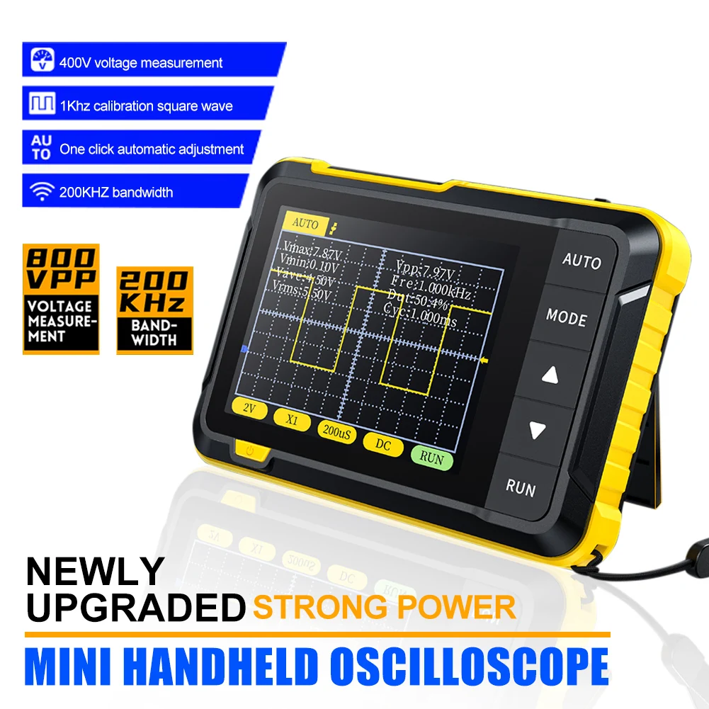 

FNIRSI DSO152 Mini Handheld Digital Oscilloscope 2.5MSa/s 200KHz Analog Bandwidth 800VPP Support Firmware Upgrade PWM Output