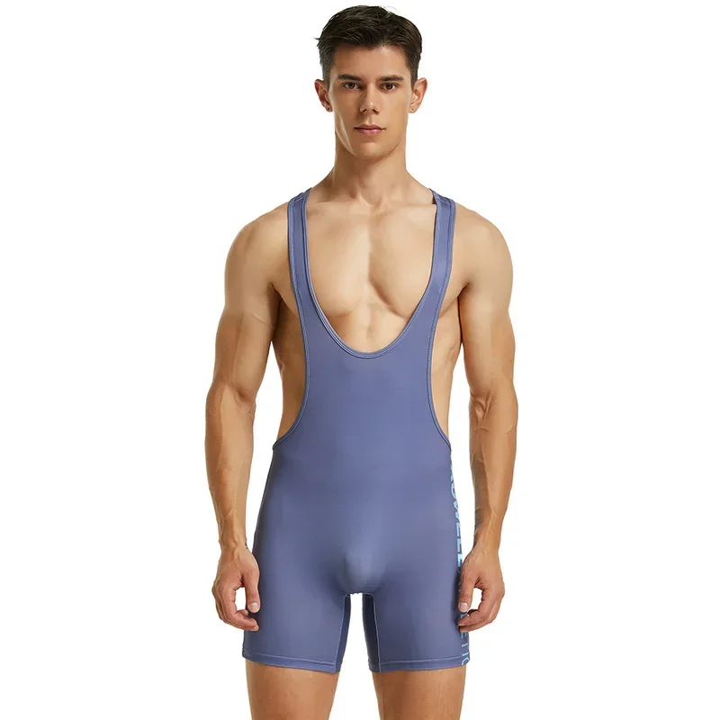 Mens Sleeveless Wrestling Suit Boxing Skinsuit Weightlifting Clothing Gym Match Tights Training Wrestling