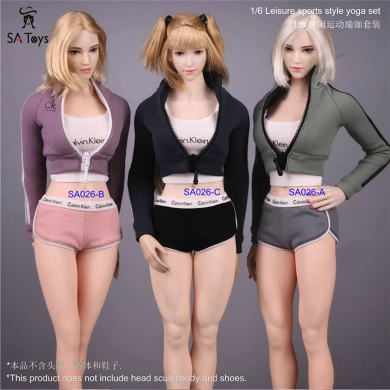 

SA Toys SA026 3pcs/Set 1/6 Scale Leisure Exercise Yoga Set Sports Super Short Jacket Vest Shorts Fit 12'' Female Action Figure