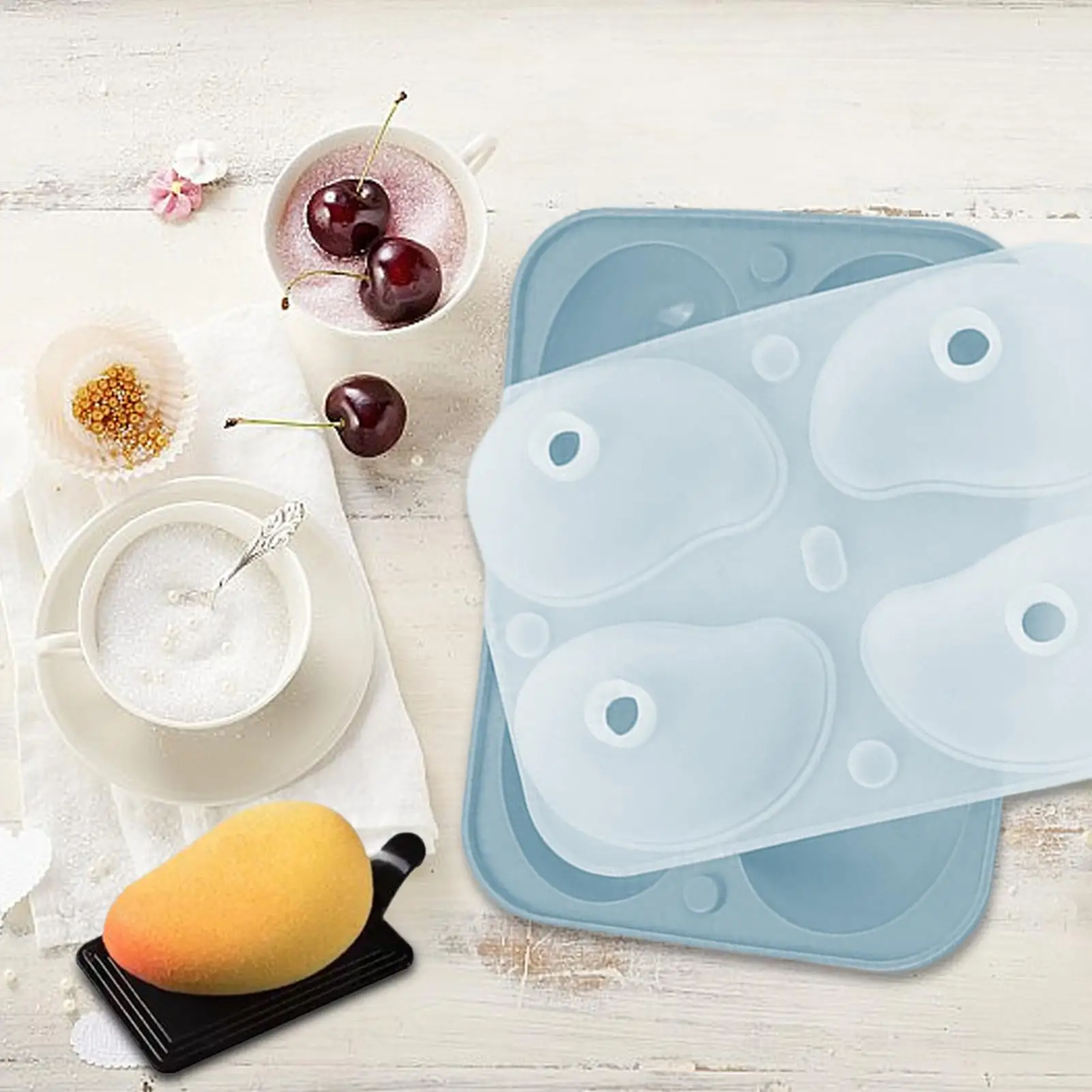 Mousse Mold Pudding Mould Mango Shape 3D Cake Mould 4-Cavity for Jelly Pudding Chocolate Holiday Party Home Bakers