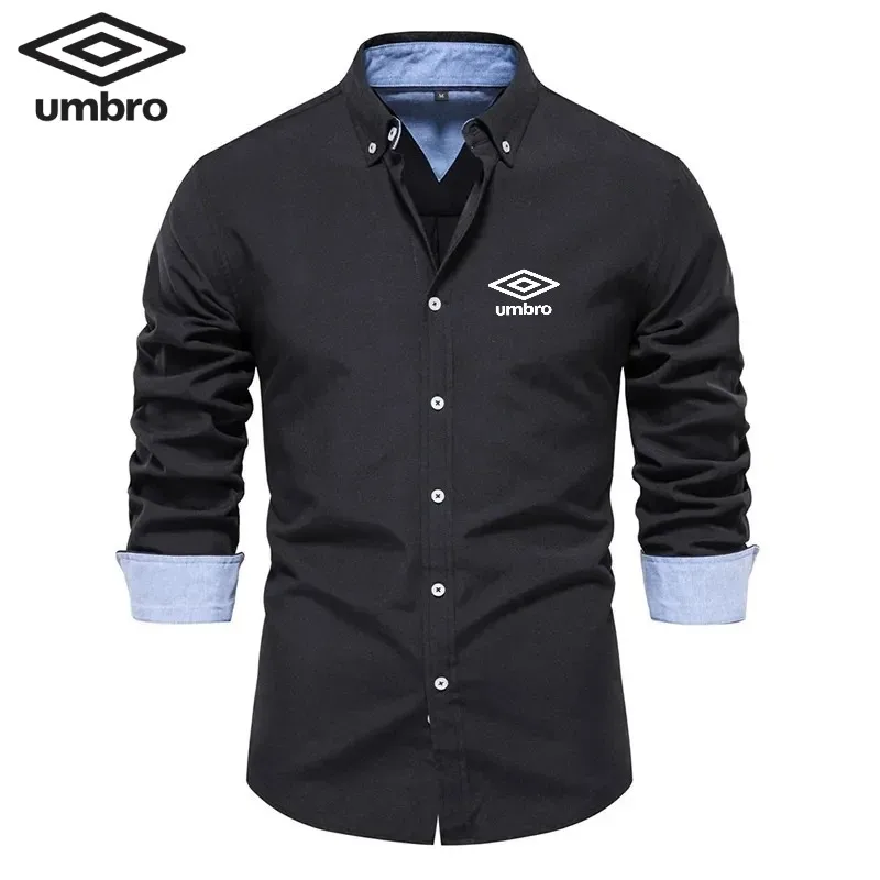 남성용 코튼 소셜 셔츠, 단색 하이 퀄리티 긴팔 셔츠, 라펠 캐주얼 소셜 셔츠, 용수철 및 가을, 신상