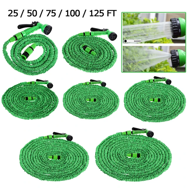 25/50ft Tuyau D'arrosage Extensible Tuyau D'eau De Jardin Flexible