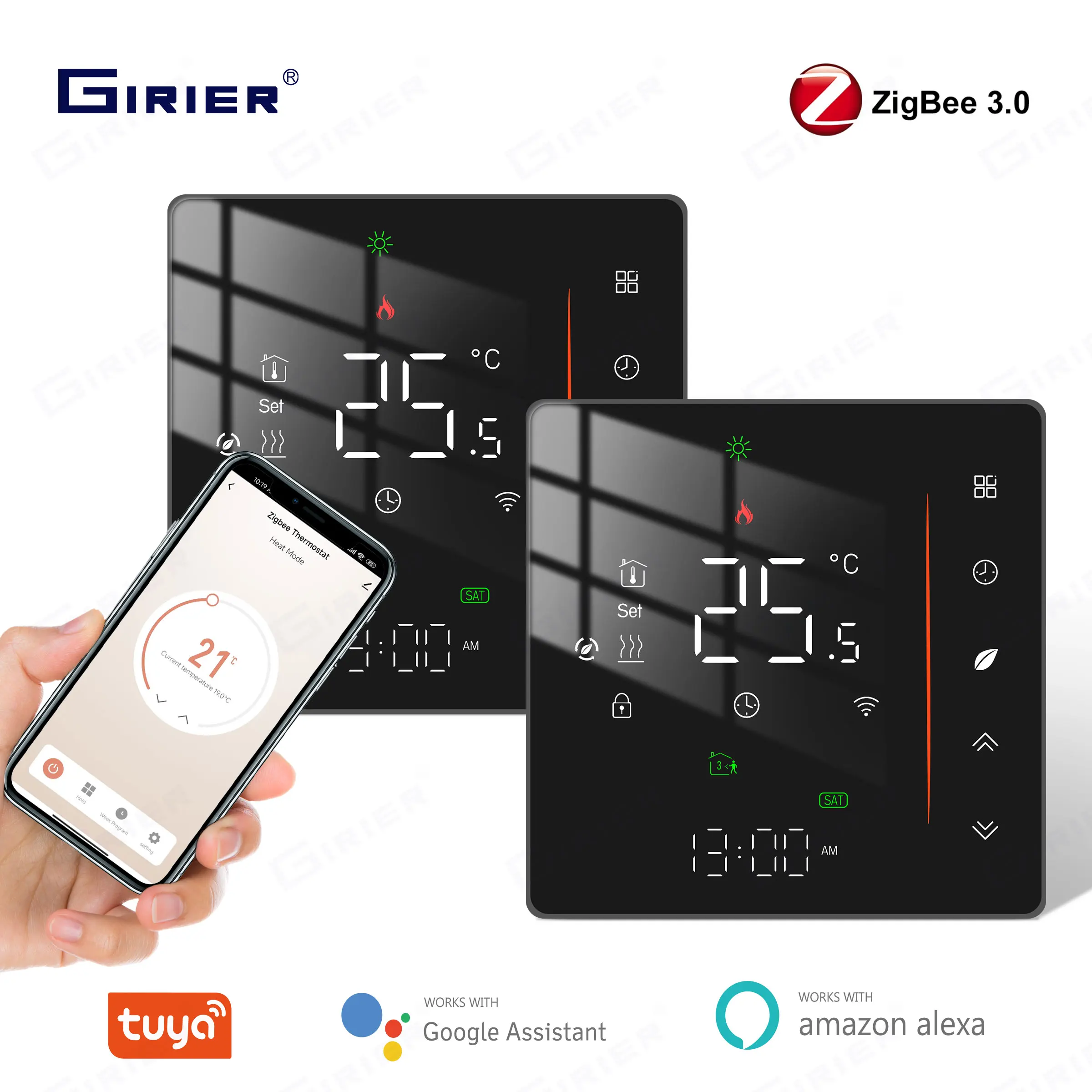 เทอร์โมสตัท GIRIER Tuya ZigBee สำหรับเครื่องทำน้ำร้อน/เครื่องทำน้ำร้อนไฟฟ้า/หม้อต้มน้ำแก๊ส ตัวควบคุมอุณหภูมิอัจฉริยะ รองรับ Alexa และ Hey Google 1