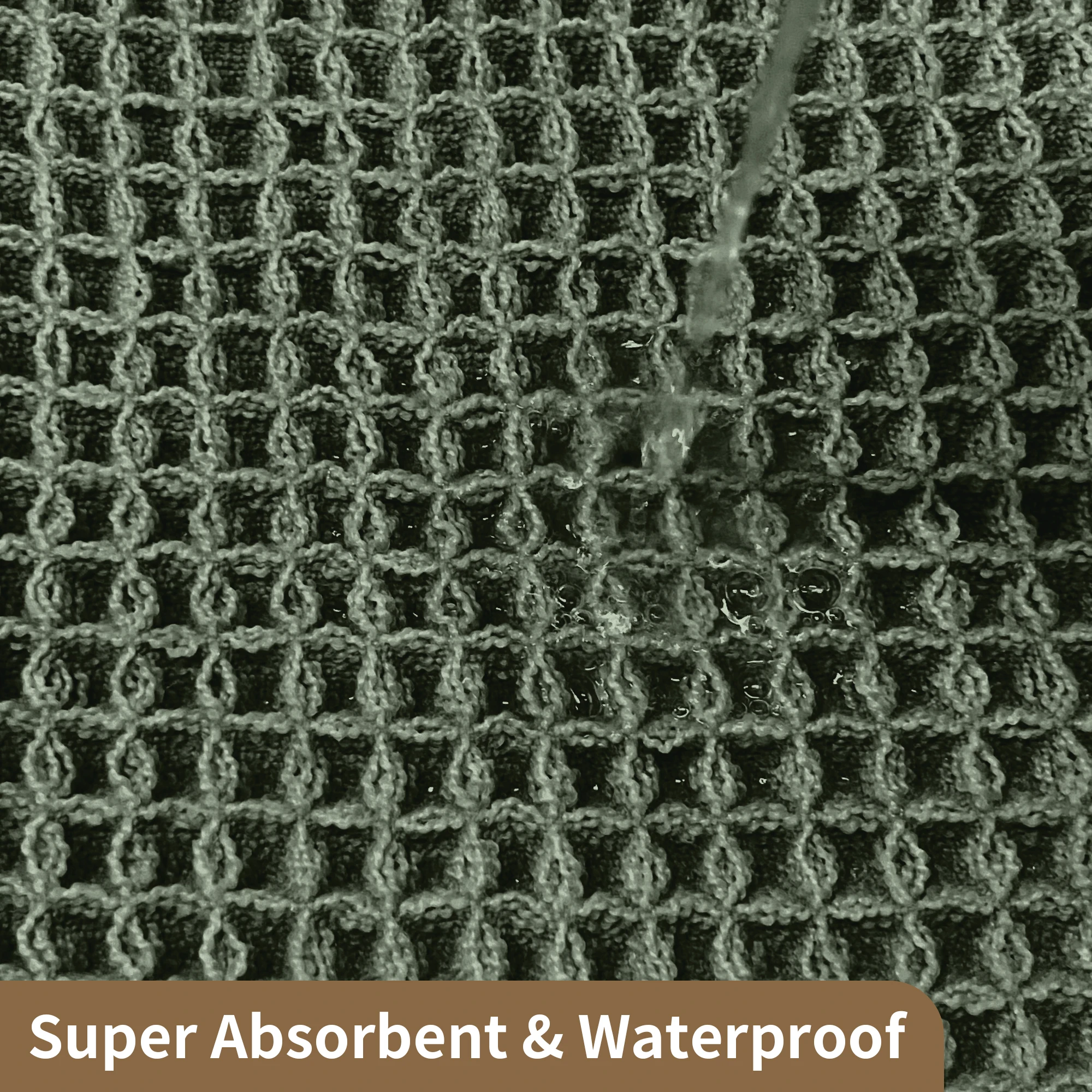 Boho waffle bath mat with tassels, super absorbent, non-slip backing, in a neutral beige.