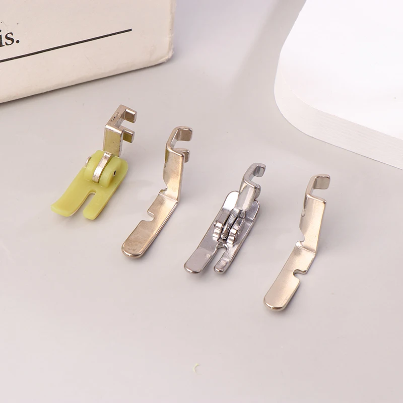 4Pcs Old Sewing Machine Zipper Presser Foot Set (Iron Presser Foot Plastic Foot Left Hole And Right Hole Single Side)