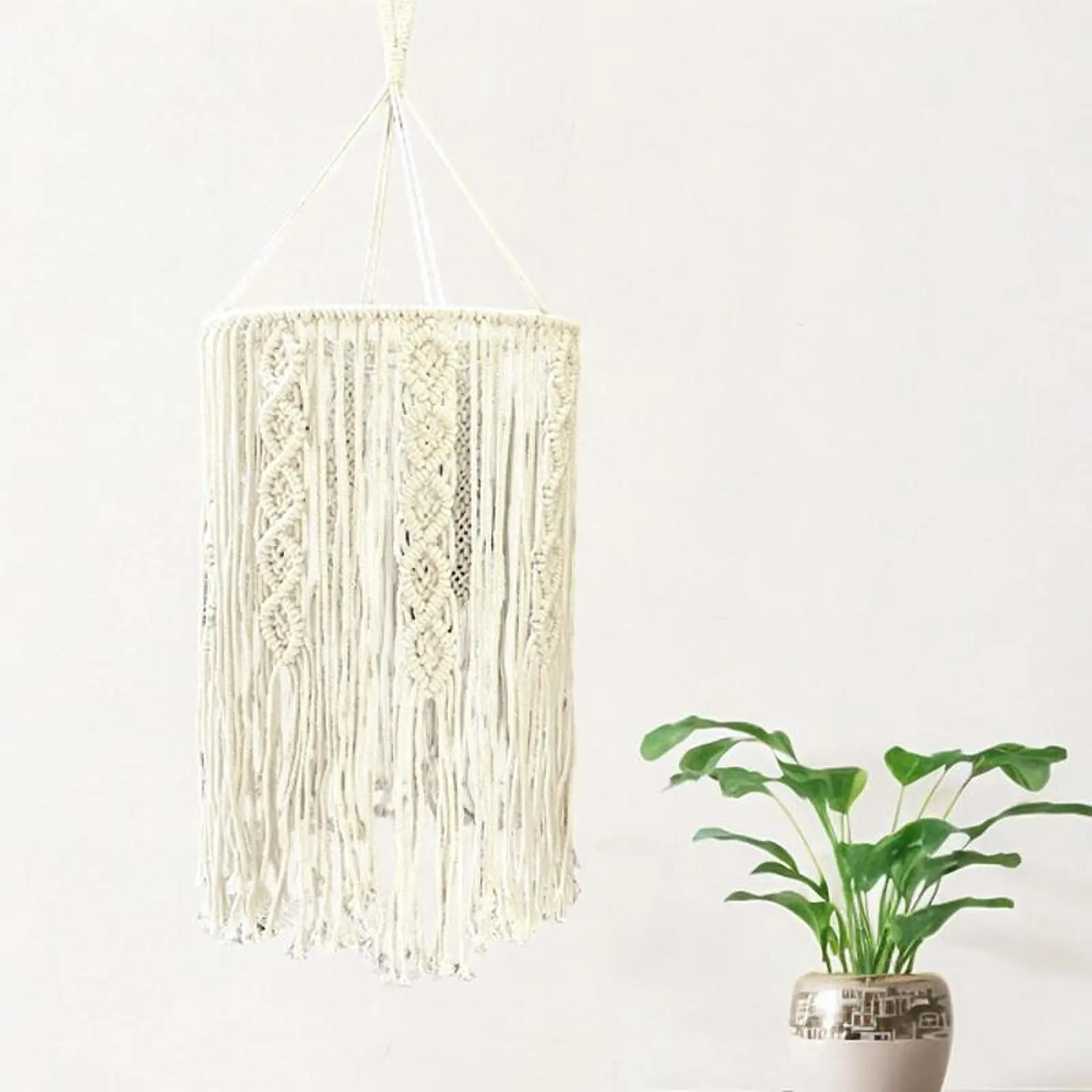 Boho Hanging Pendant Light Cover Hand Woven Lampshade for Living Room Dorm