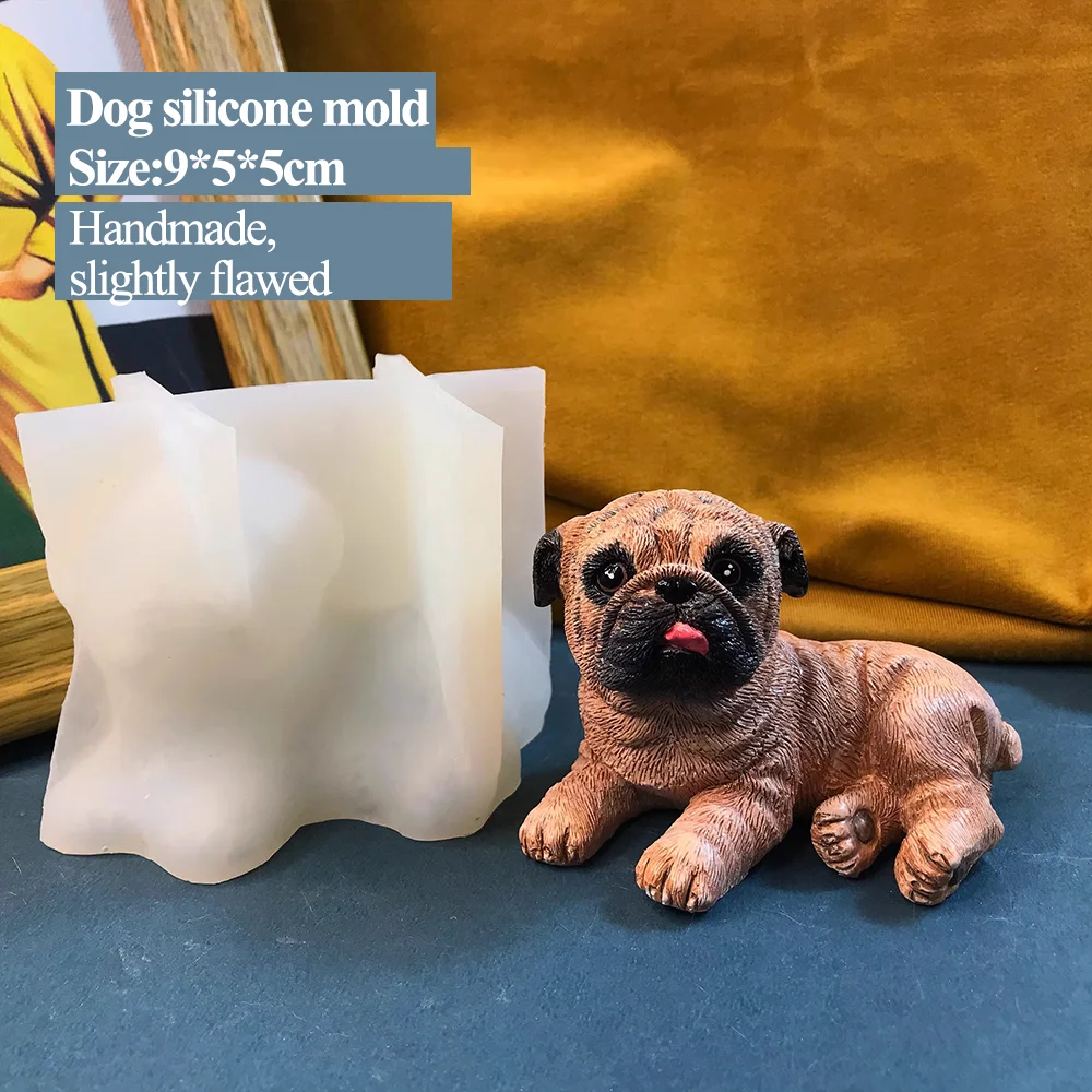 Dog mold drop glue aromatherapy plaster handmade DIY three-dimensional mold cute Pug dog silicone grinding tools