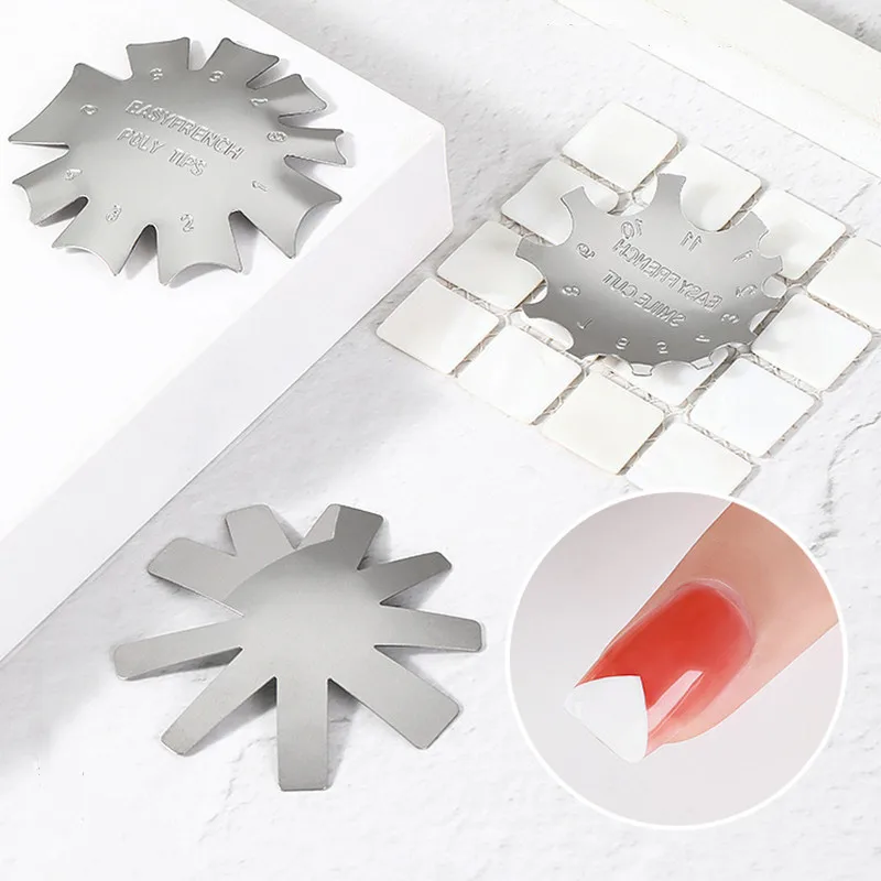 Tagliaunghie Modello A Forma Di Acciaio Inossidabile Easy French Smile Cut V Line Manicure Trimmer Pink White Nail Edge Shape Punte Acriliche