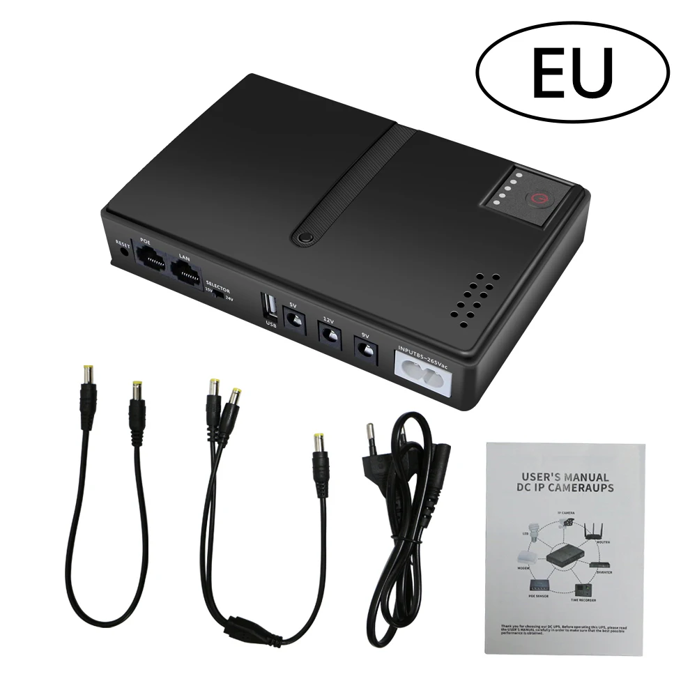 Description Picture 4 of itemEU 1036P Router 5V 9V 12V Optical Cat Monitoring Backup Mobile Uninterruptible Power Supply Phone DC UPS Power Supply 10400mah