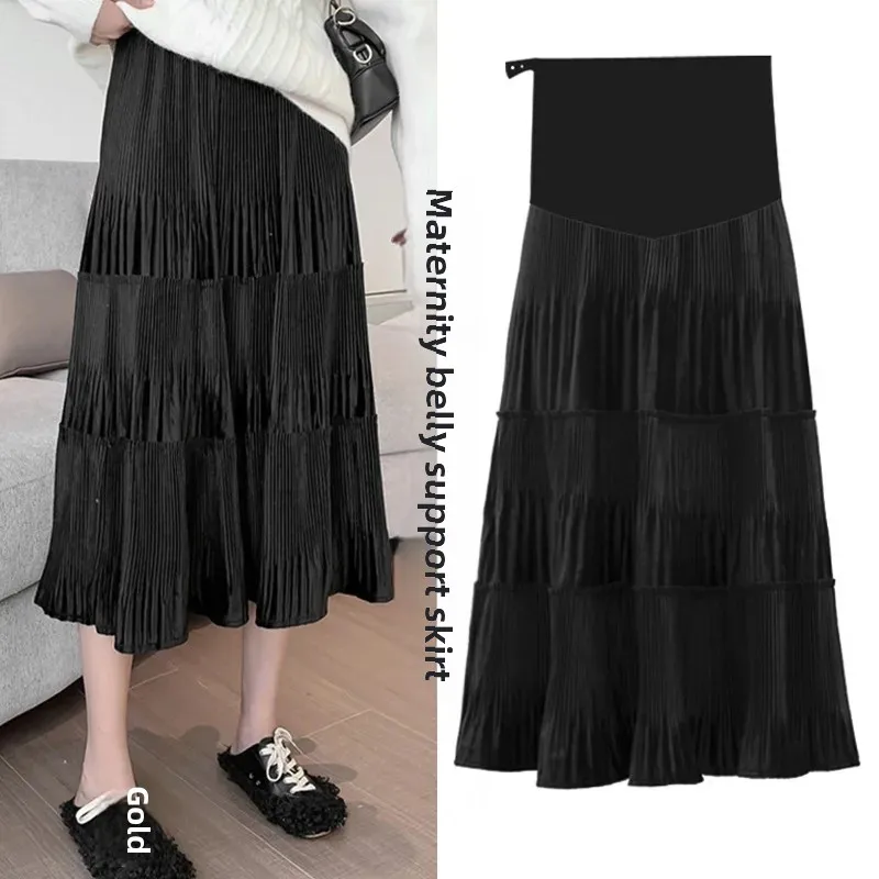 Maternity Skirt Casual Half-length Women's Outerwear Cake-shaped Slimming A- line Skirt for Autumn Winter Fashion Korean Style