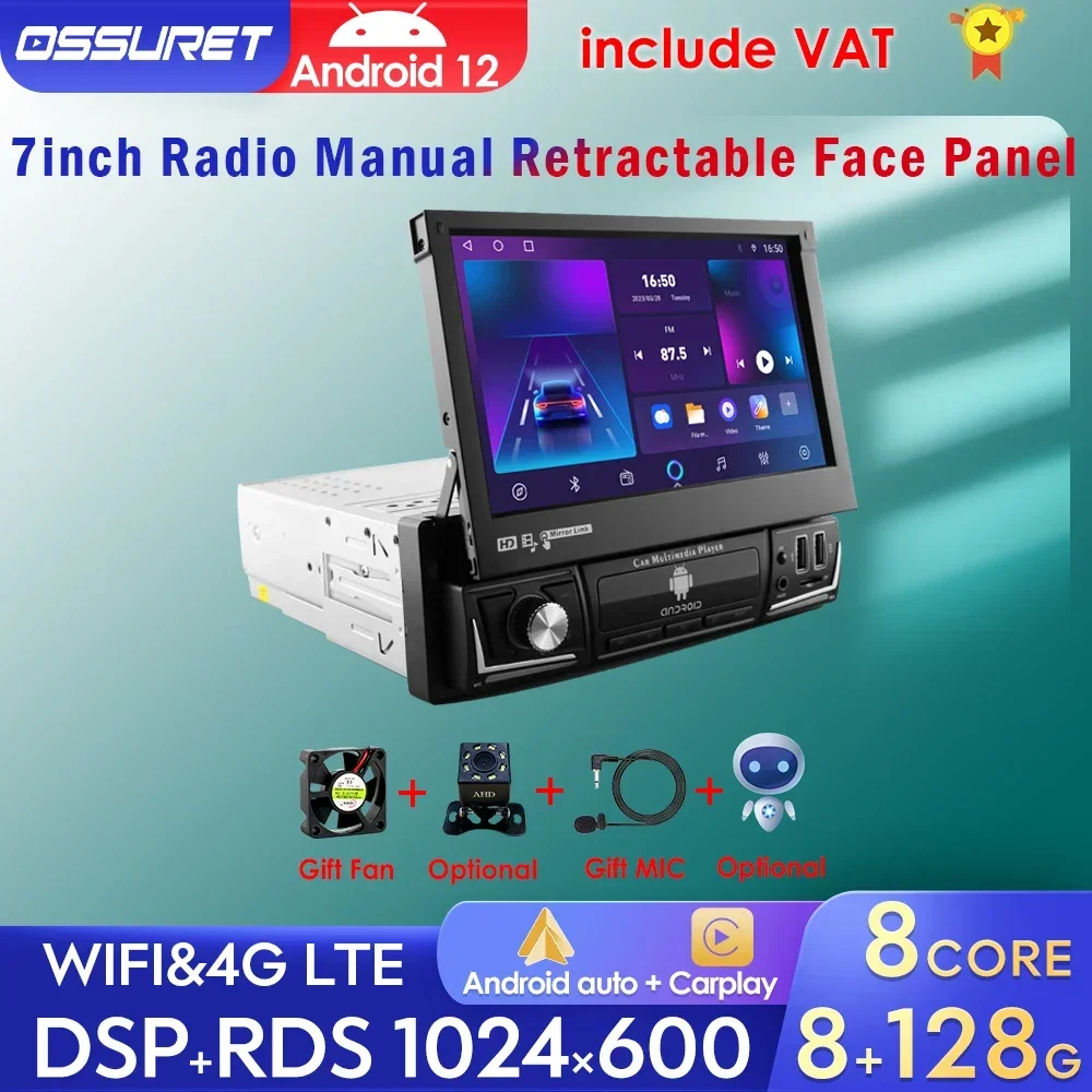 Ai Carplay Android 12 Autoradio Lettore Multimediale Video Stereo Gps Navi Per Unità Principale Universale 7 Pollici Rds Usb 1 Din