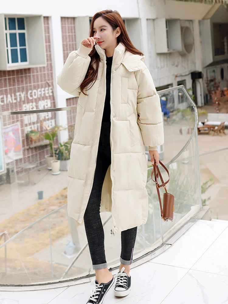 

2023 Women Winter Jacket Warm Thicken Long Parka Hooded High Quality Female Puffer Jacket Cotton Padded Parka Ladies Outerwear