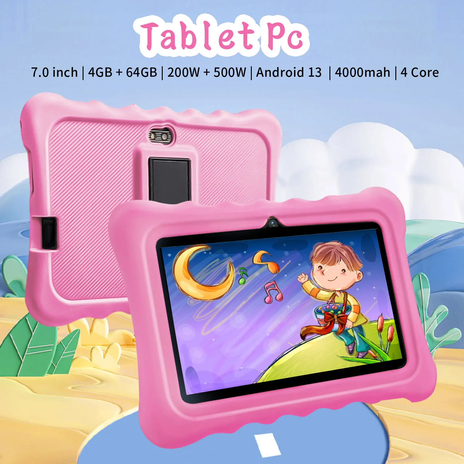 안드로이드 13 시스템 키즈안드로이드 태블릿 4GB+64GB, 게임 ? 부모 통제 교육용 애플리케이션, WiFi 태블릿