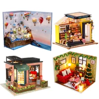 CLEARANCE DIY Wooden Doll Houses Book Nook Japanese Casa Miniature Building Kits with Furniture Led Dollhouse for Adults Gifts 1