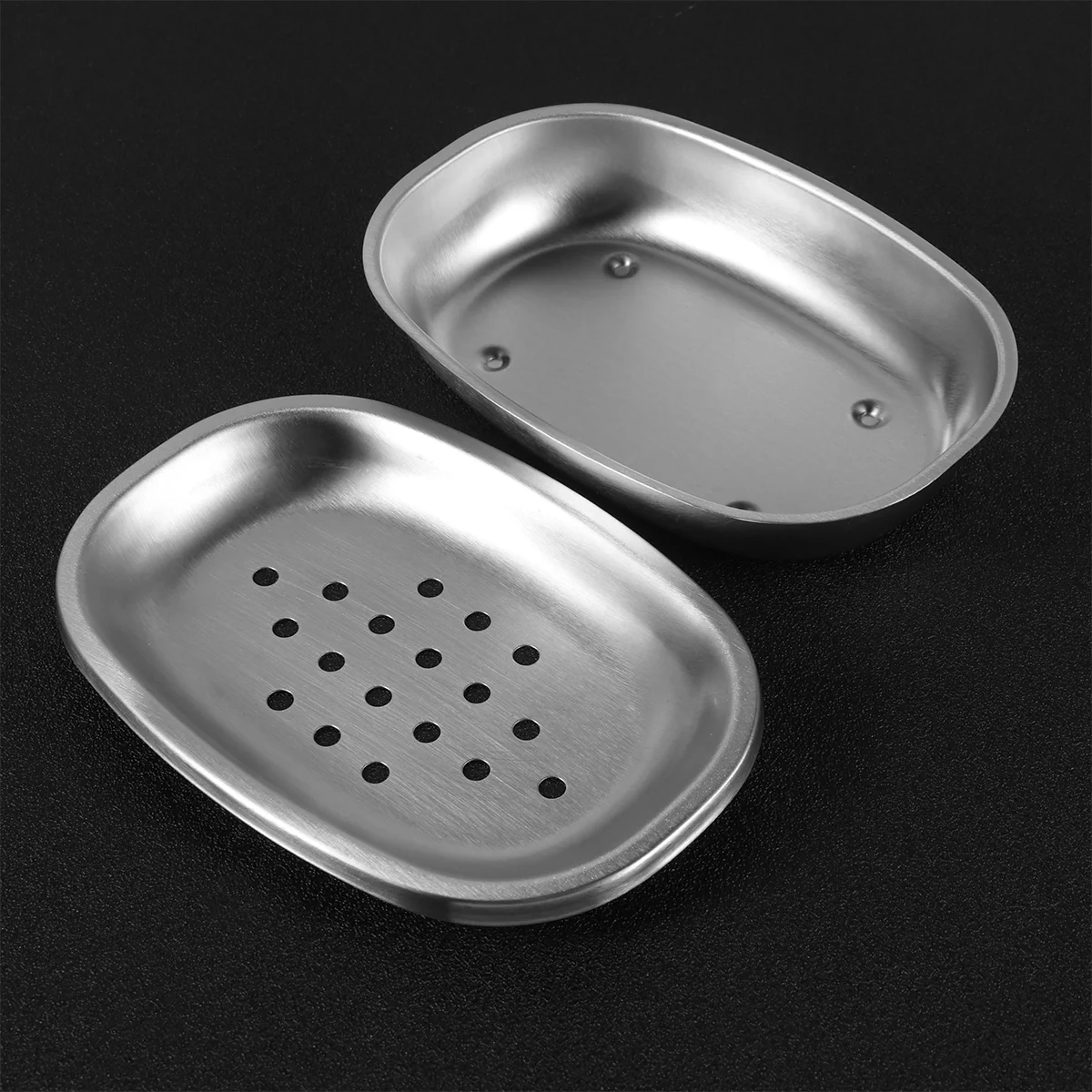 

1pc Stainless Steel Soap Box Durable Soap Dish Simple Soap Holder Bathroom Supply for Home Dorm Hotel