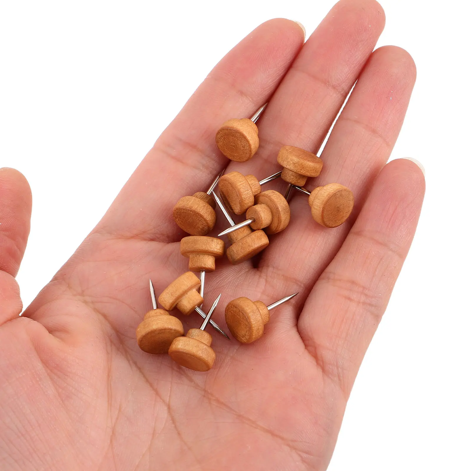 150Pcs 나무 압정핀 코르크보드, 게시판, 메모, 벽, 지도 장 압정핀, 사무실, 교실용