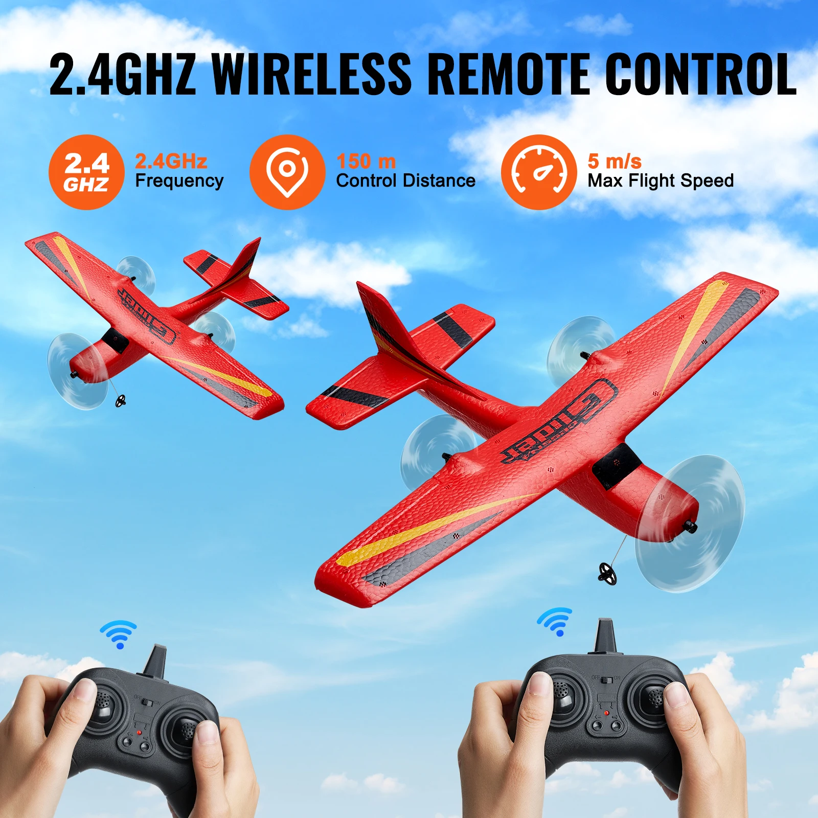 VEVOR Z50 RC Plane 2.4G 2CH Remote Control Fighter Fixed Wingspan Glider with 6-Axis Outdoor RC Warbird Airplane Toys Gifts 5