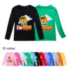 New Spring Summer Boys Clothes Kids Cosplay Fun Squad Gaming Long Sleeve T-shirt Cotton Casual Children Pullover Girls Tees Tops 1