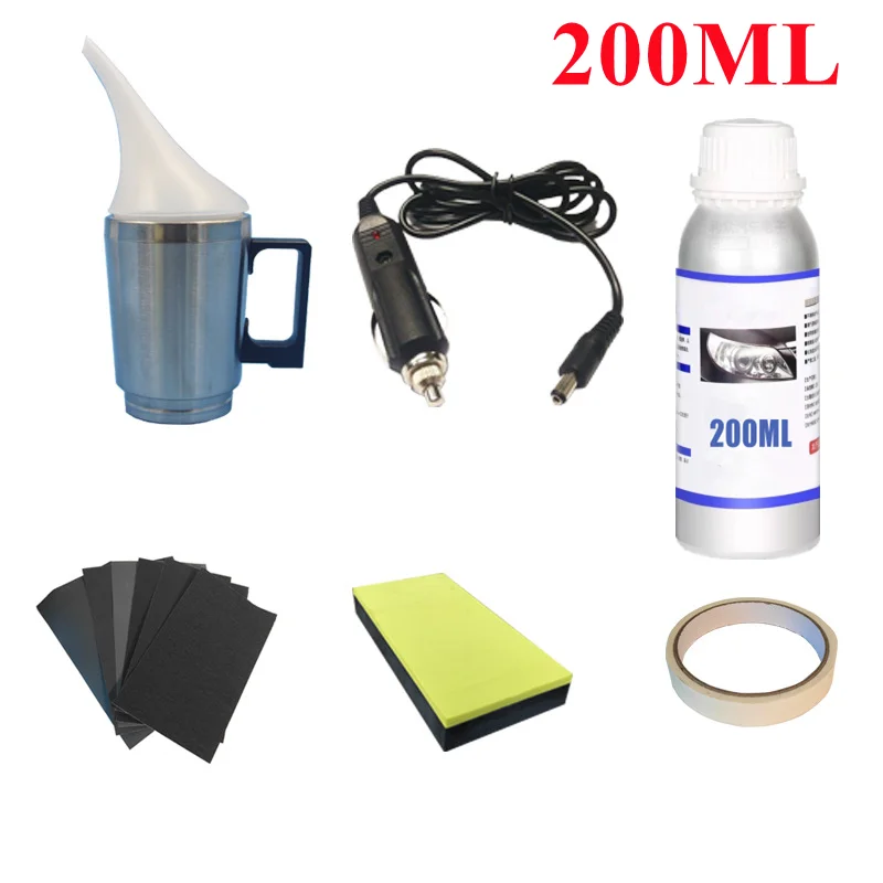 

Car headlight restoration kit Automotive Care Cleaning Tool Headlamp Polish Heating Atomization Cup 200ML Liquid+Car charging