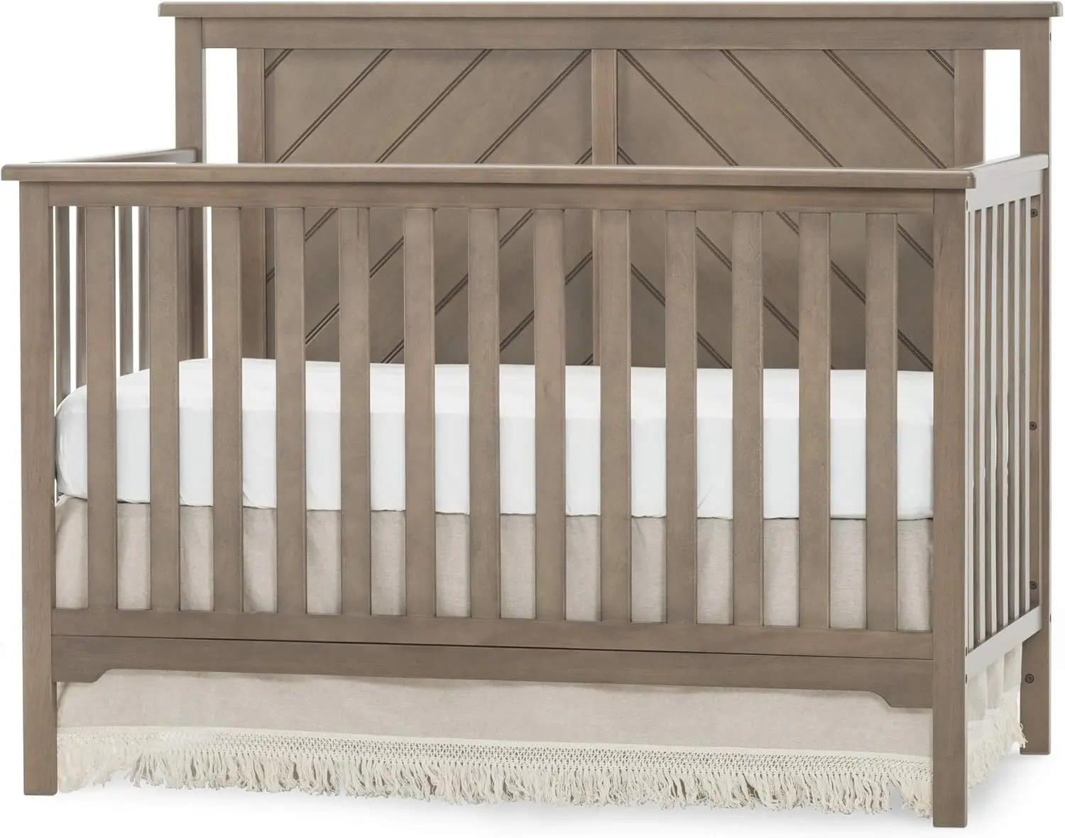 Child Craft Hampton Flat Top 4-in-1 Convertible Crib, Baby Crib Converts to Day Bed, Toddler Bed and Full Size Bed, 3 Adjustable