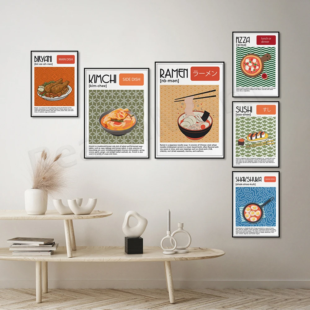 Tipi Di Sushi, Ramen Giapponese, Pizza Italiana, Carbonara, Pesto Alla Genovese, Kimchi, Shakshuka Definition, Kitchen Food Poster