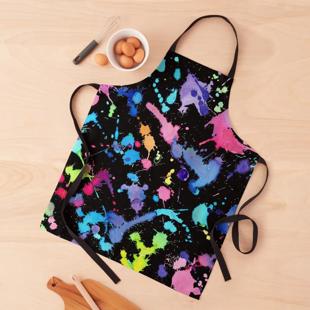 

Black Background Paint Splatter Apron Customizable Woman Costume Waiter Apron