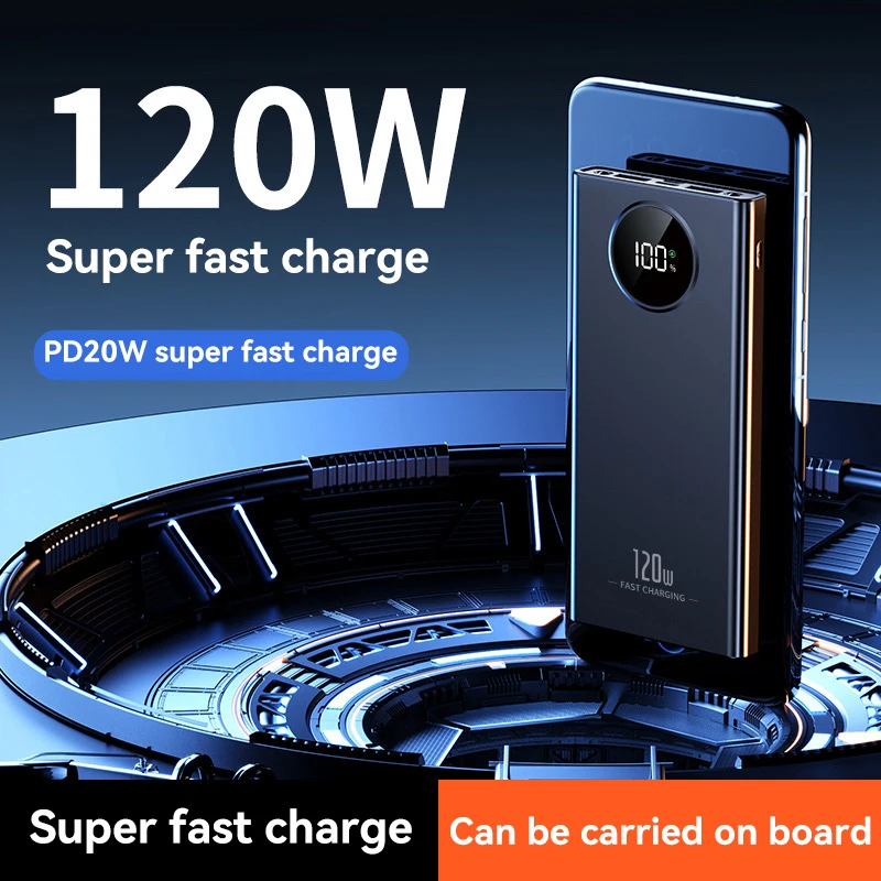 50000Mah Powerbank 120W Ricarica Super Veloce Portatile Nuova Batteria Esterna Di Grande Capacità Per Iphone Xiaomi Samsung