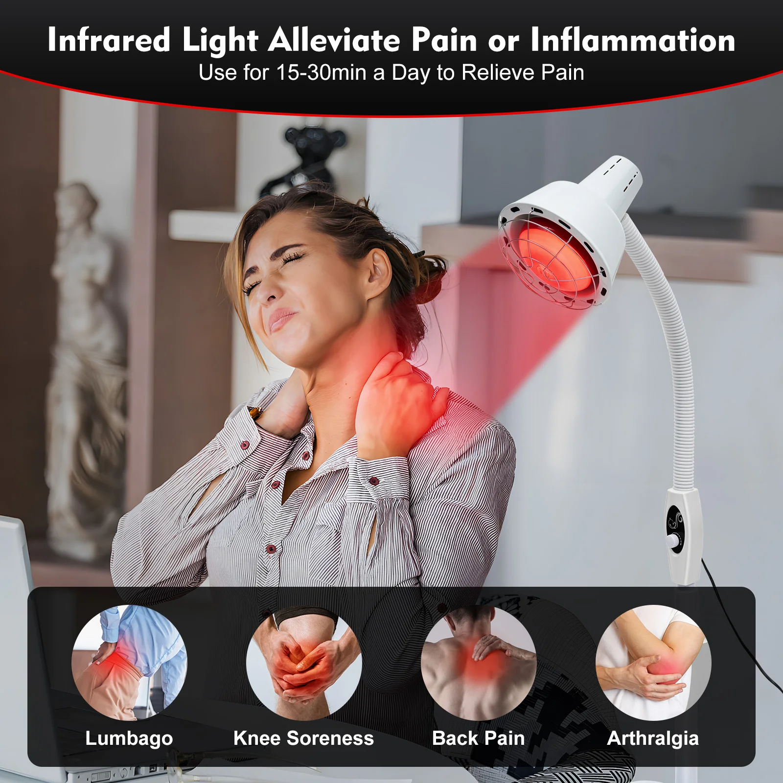 275W Supporto Da Pavimento Lampada Termica A Infrarossi Salute Sollievo Dal Dolore Dolore Corporeo Nuovo Supporto Da Pavimento 275W Lampada Termica A 