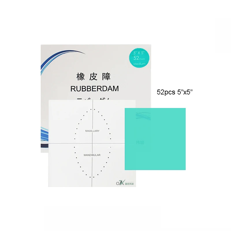 גומי טבעי לטקס דנטלי סכר לא סטרילי, 5 "-32 יח/6"-36 יח '-36 יח'-36 יח 'סכרי מחסום גומי סכרים שיניים חומרי הלבנת כלים